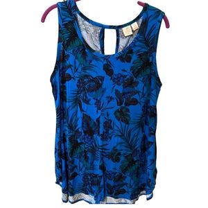 Tropical Print Keyhole Top